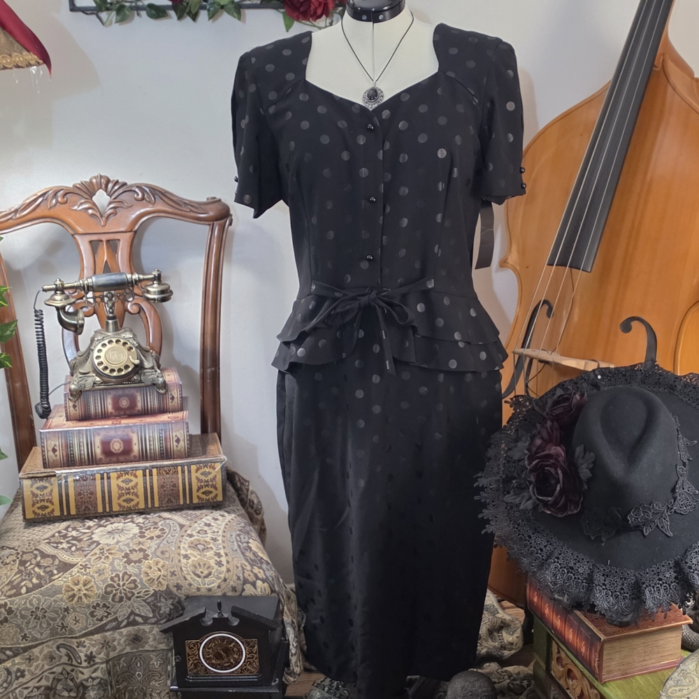Stop Staring Black Polka Dot Midi Dress